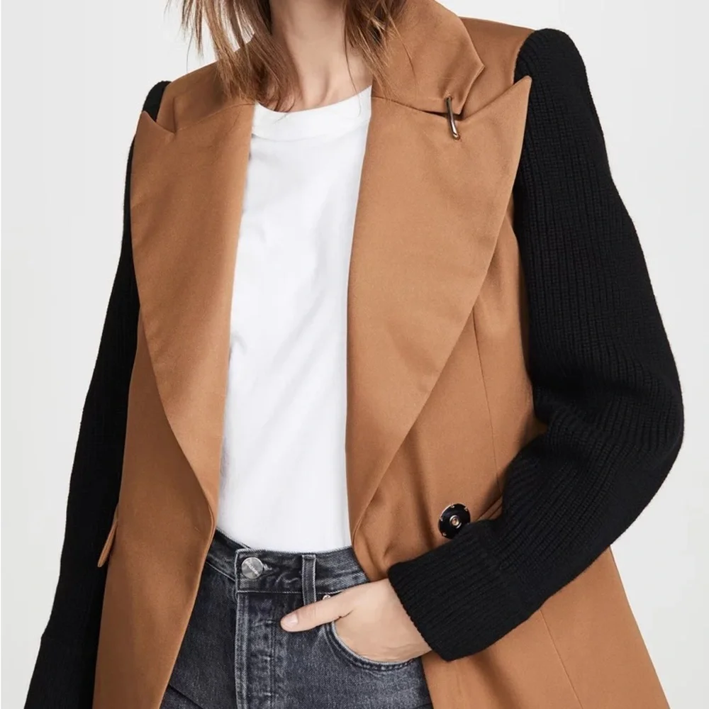 Tibi Techy Knit Sleeve Blazer, Size 10 - Picture 2 of 13